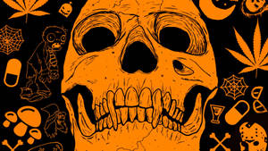 Vintage Halloween Oranje Skull