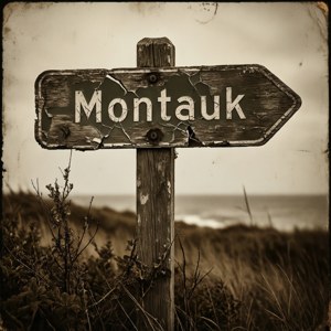 Verweerde padwyser na Montauk, sepia, vintage gevoel van The Affair. — Pixel Watch 3 Muurpapier