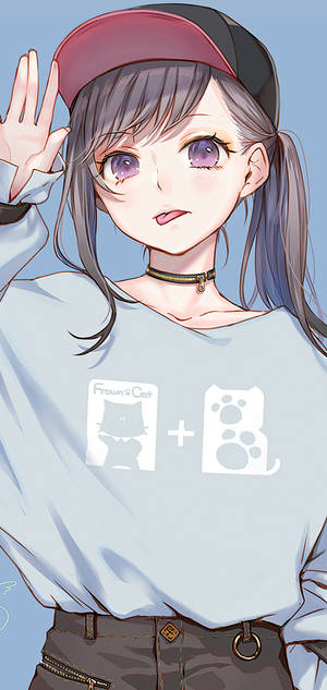 Vivo Y11 Anime Meisie Met Pet — Vivo Y11 Muurpapier