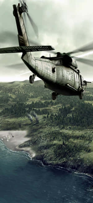 Iphone Xs Helikopters Agtergrond — iPhone 12 mini Muurpapier