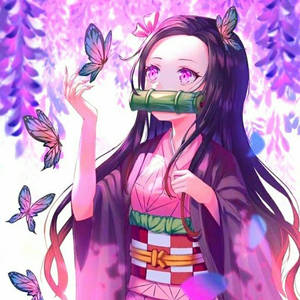 Vlinder Doder van Demone Nezuko — Demon Slayer Nezuko Muurpapier