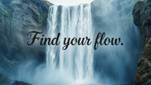 Minimalistiese waterval-agtergrond met inspirerende aanhaling.