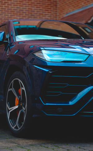 Vlootblou Sportmotor-agtergrond — Galaxy Tab S10 Ultra Muurpapier