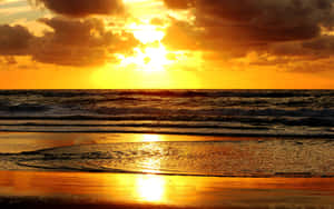Strand Sonsondergang prente — Strand sonsondergang Muurpapier
