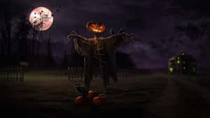 Vogelverschrikker Met Pampoenkop Grillerige Profielfoto — Grusige halloween Muurpapier