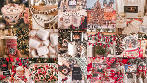 Rooi en Wit-tema Kersfees-collage-agtergrond
