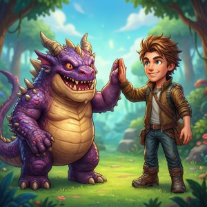 Vriendelike Puzzle & Dragons interaksie agtergrond — Tecno Phantom V Flip2 Muurpapier