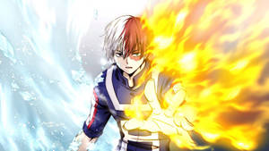 Vuurvuis Oulike Todoroki-agtergrond — Snoesige todoroki Muurpapier