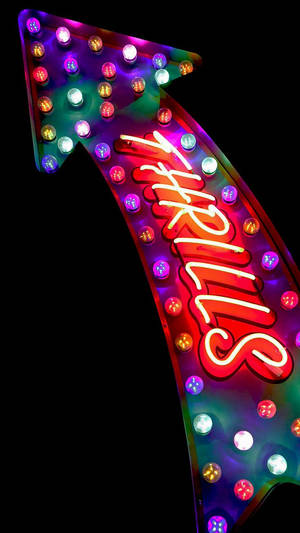 Kleurige Thrills-pyl neonteken iPhone XR-agtergrond — iPhone Xr Muurpapier