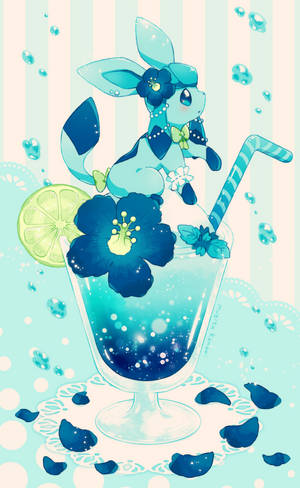 Chibi Glaceon Op Tropiese Drankie Muurpapier — Honor Pad 10 Muurpapier