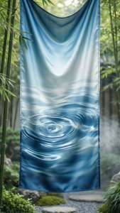 Rustige waterrimpel hangbanier in blou en wit, sy, zen-tuin omgewing. — iPhone 5 Muurpapier