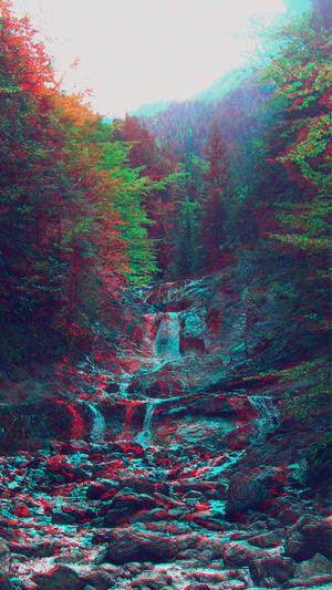 Waterval Trippy Estetika — Waterval Muurpapier