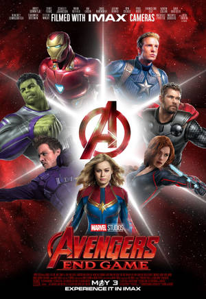 Avengers endgame karakters op rooi agtergrond met simbool in die middel — Oppo Pad 5 Muurpapier