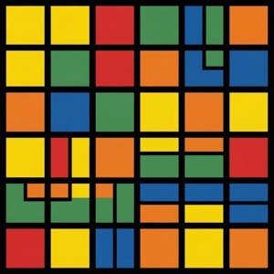 'n Bauhaus sudoku-rooster met primêre kleurblokke. — Huawei nova Flip Muurpapier