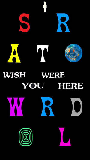 Koel Astroworld-teksplakpapier met wonderlike kleurontwerp. — Battery Saving Muurpapier