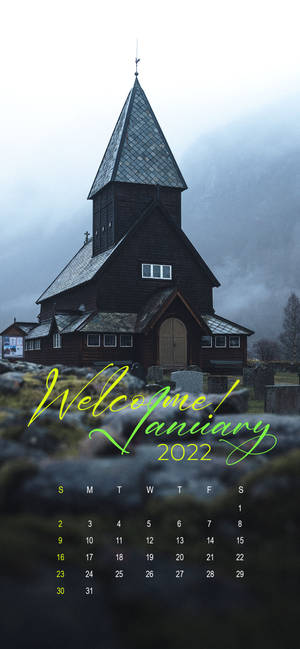 Welkom Januarie kerk agtergrond — iPhone 16 Plus Muurpapier