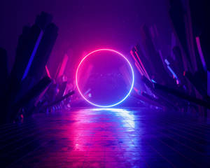 Wetenskapfiksie Neonmaan-agtergrond — Neon maan Muurpapier