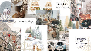 Wit Kersfees Collage agtergrond — Estetiese Kersfees Muurpapier
