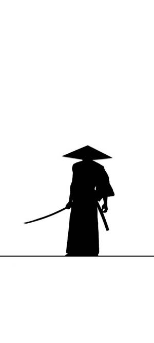 Wit iPhone Samurai Silhoeët — Pixel 11 Muurpapier