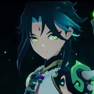 Xiao PFP wat Gluur — Genshin impact GIF Muurpapier