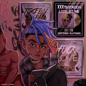Xxxtentacion anime met platinum albums muurpapier — Xxxtentacion anime Muurpapier