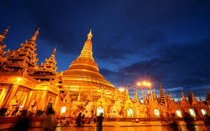 Yangon Toeriste Aantreklikheid Agtergrond — Skemer Muurpapier