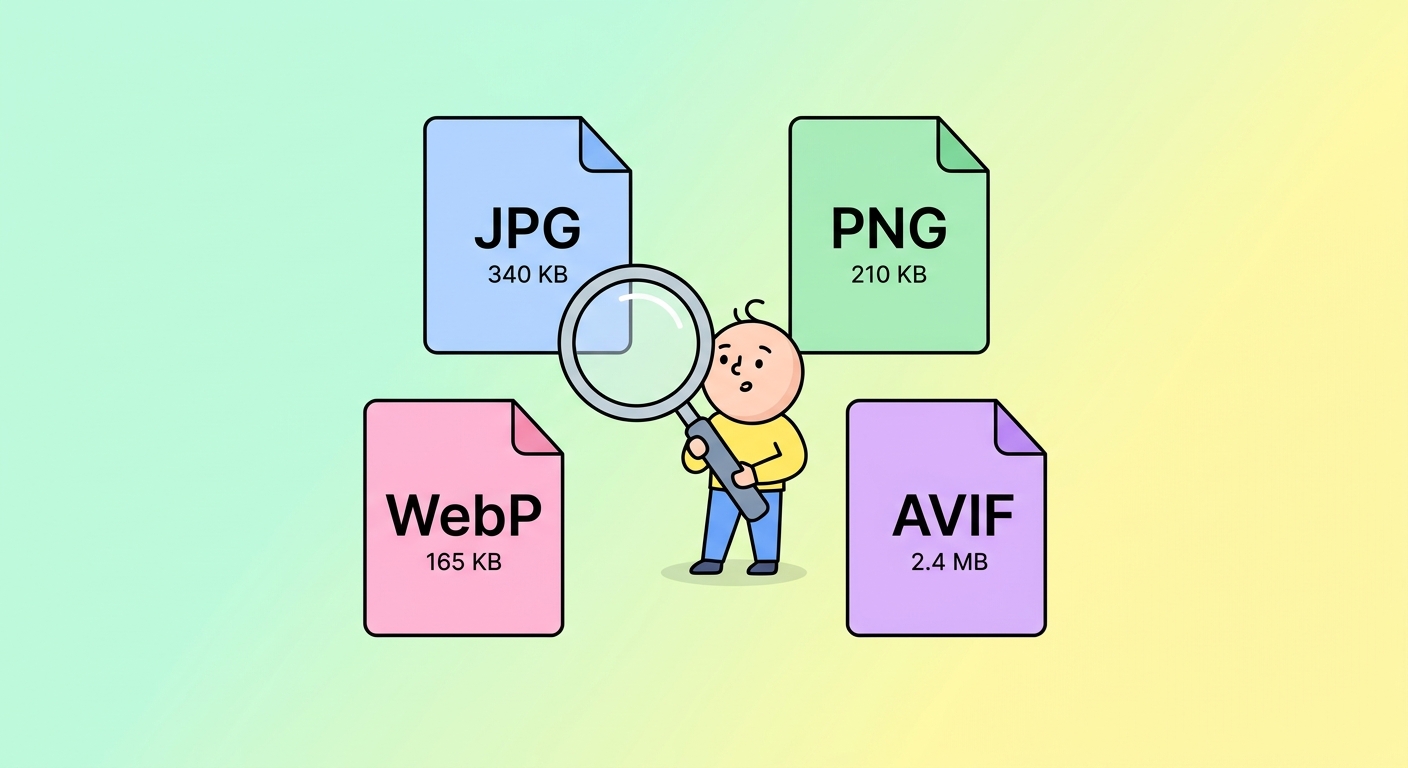 Beeldformaat Spyskaart — JPG vs PNG vs WebP vs AVIF